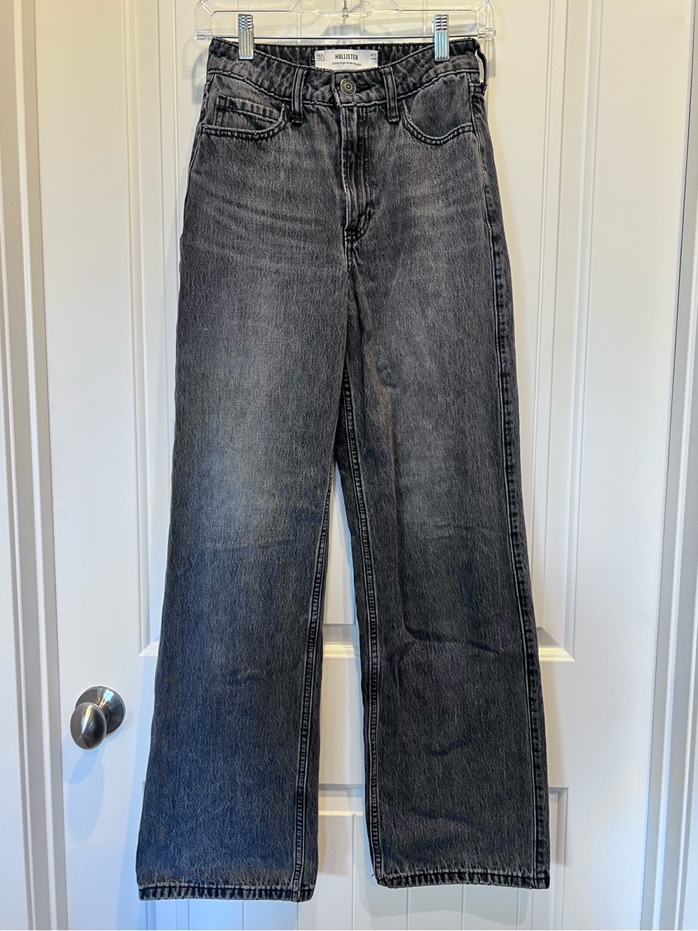 Hollister Washed Black Wide-Leg Jeans  Ultra High Rise Baggy 23 Long